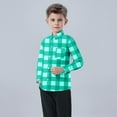 thumbnail image 4 of AHTJRT Plaid Shirts for Kids Long Sleeve Lapel Button Down Tshirts with Pocket Fashion Lightweight Fall Spring Tops for Outdoor Activities Mint Green 5 Years, 4 of 7