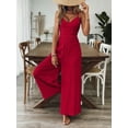 thumbnail image 3 of ZOELNIC Women's Summer Jumpsuit Spaghetti Strap Back Bow Romper, Wide Leg Vacation Outfit, Casual Resort Wear One Piece for Beach & Travel, S, 3 of 6