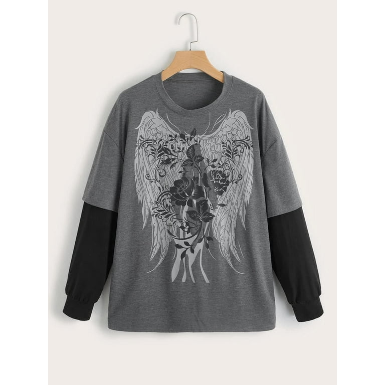 ♥ MOON FAIRY ♥MF DEMI SHIRRING LONGSLEEVE Women Y2k Fairy Grunge Fake Two-Piece Shirts Long Sleeve