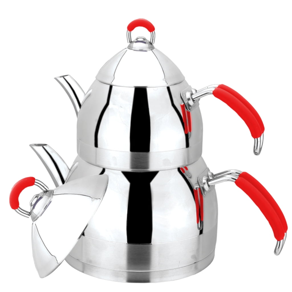 XS,S,M,L Traditional Teapot Stainless Steel Caydanlik Turkish Double Kettles 