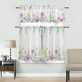thumbnail image 4 of Floral 3pcs Kitchen Curtain Valance and Tiers Set, Small Window Valance Curtain Insulated Blackout Drapes with 2 Tiers Curtains for Kitchen Bathroom, Colorful Flowers Butterflies Eucalyptus Leaves, 4 of 6