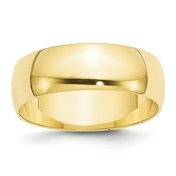 10k Yellow Gold 7mm Lightweight Half Round Band Size 10.5
