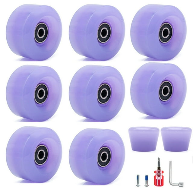 8pcs Skate Wheel Skateboard Part Inline Sport Accessories Replacing Fittings High Speed Roller Skates Wheels Modified Component Purple