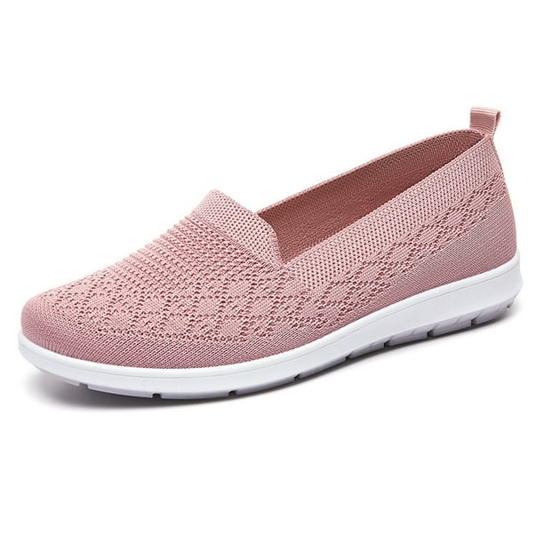 Zapatos deportivas Ndcxsfigh tejidas transpirables sin cordones para uso diario 39 rosa