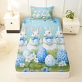 thumbnail image 3 of Erosebridal Blue Bow Rabbit Kid Twin Sheet Sets, Easter Eggs Flower Bedding, 3pcs, 3 of 5