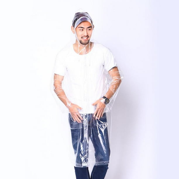 Impermeable chaqueta de lluvia con capucha cubierta transparente impermeable L Colcomx Poncho transparente con capucha para lluvia