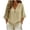 Khaki, variant on Ziynglg Shirts for Women V Neck 3/4 Length Sleeve Loose Tops Summer Lightweight Button Tops Beach Vacation Shirts