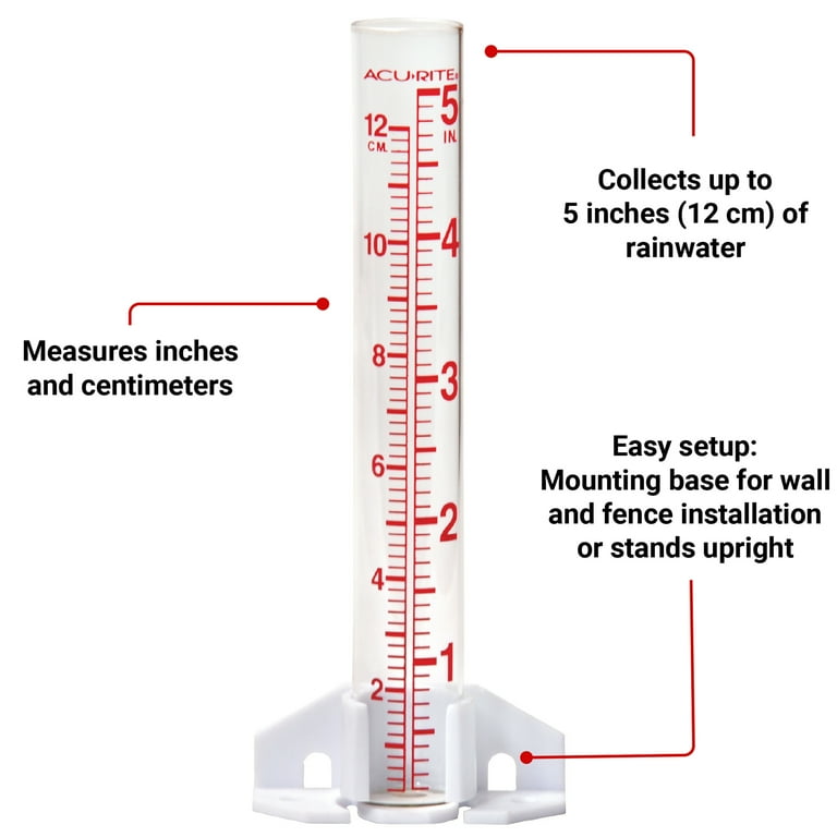 AcuRite 5inch Capacity Glass Rain Gauge Clear