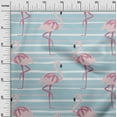 thumbnail image 3 of oneOone Velvet Light Blue Fabric Tropical Flamingo With Stripes Diy Clothing Quilting Fabric Print Fabric By Yard 58 Inch Wide, 3 of 4