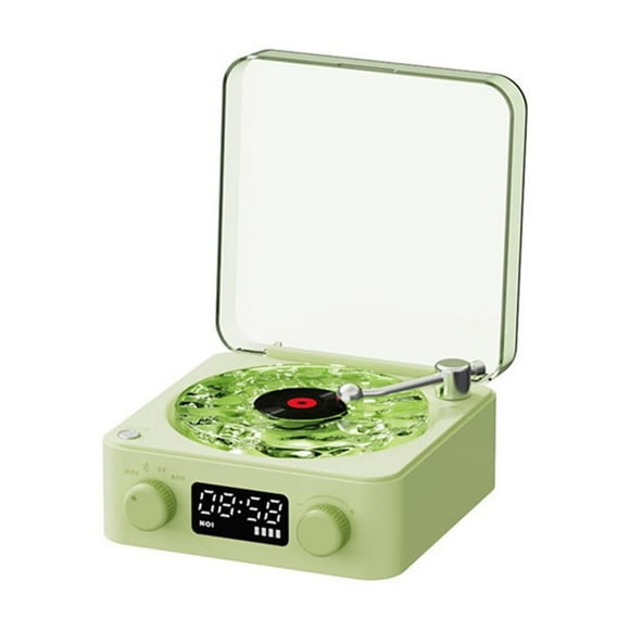 Waves Vinyl for Retro Bt Speaker: Surround Sound & Ambient for Lighting Delight! Green Mingyqi