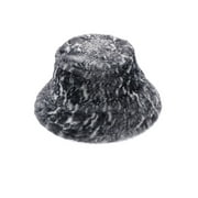Soft Faux Fur Bucket Hat Furry for Women Grey