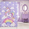 thumbnail image 2 of Manfei Cartoon Unicorn Rainbow Shower Curtain 72Wx72L,Cute Stars Polka Dots Bathroom Curtain, 2 of 6