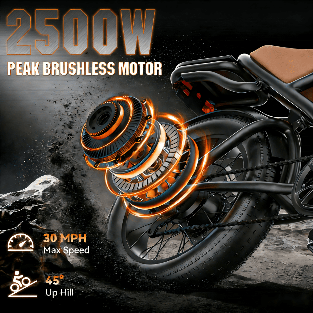AZHAR Off-Road Electric Mountain Bike for Adults, 20*4" Fat Tire E-Bike, 48V 20Ah Removable Battery, 750W Rated (2500W Peak) Motor, 32MPH Max Speed , UL2849 Certified