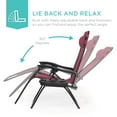 thumbnail image 4 of Best Choice Products Set of 2 Zero Gravity Lounge Chair Recliners for Patio, Pool w/ Cup Holder Tray - Burgundy, 4 of 8