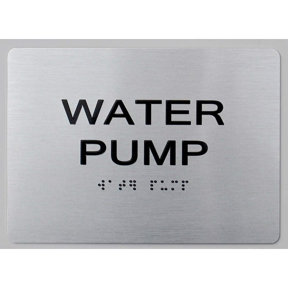 Water Pump Sign -(Aluminum, Brush Silver, Size 5X7) The Sensation line