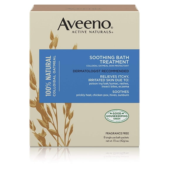 AVEENO Active Naturals Soothing Bath Treatment Packets 8 Each (Pack of 4)