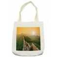 thumbnail image 1 of Landscape Tote Bag, Famous Place in Jinshanling Rocky Fences Dreamy Surreal Image, Cloth Linen Reusable Bag for Shopping Books Beach and More, 16.5" X 14", Cream, by Ambesonne, 1 of 2