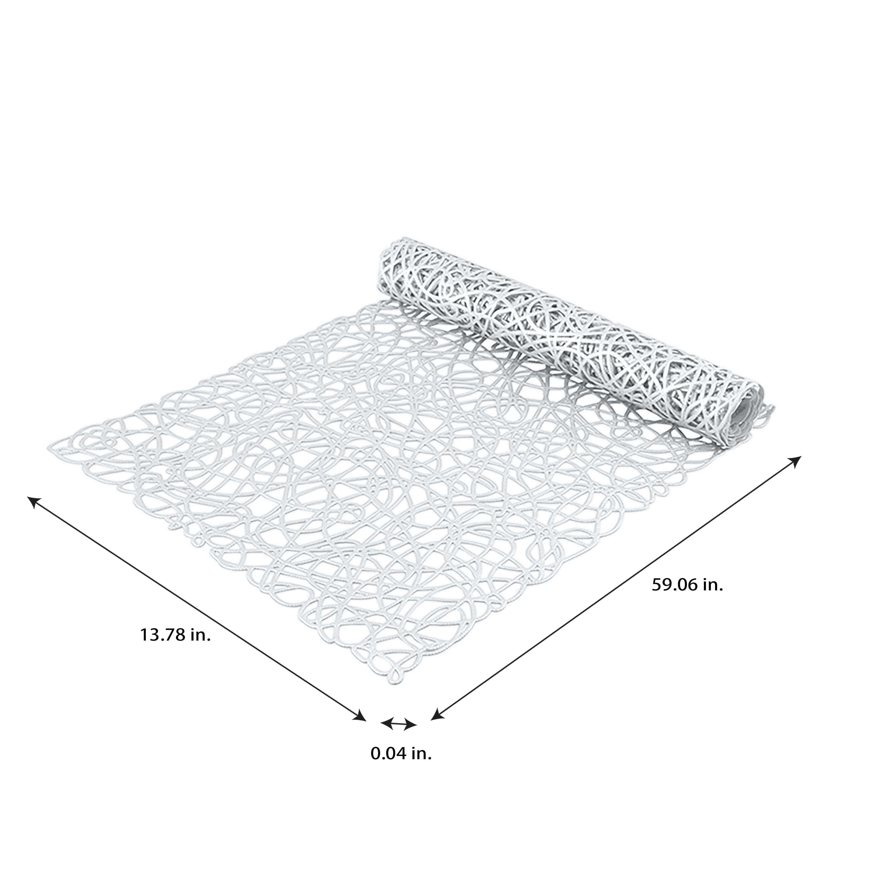 Home Details 59” x 13.75” Rope Laser Cut PVC Table Runner, Silver