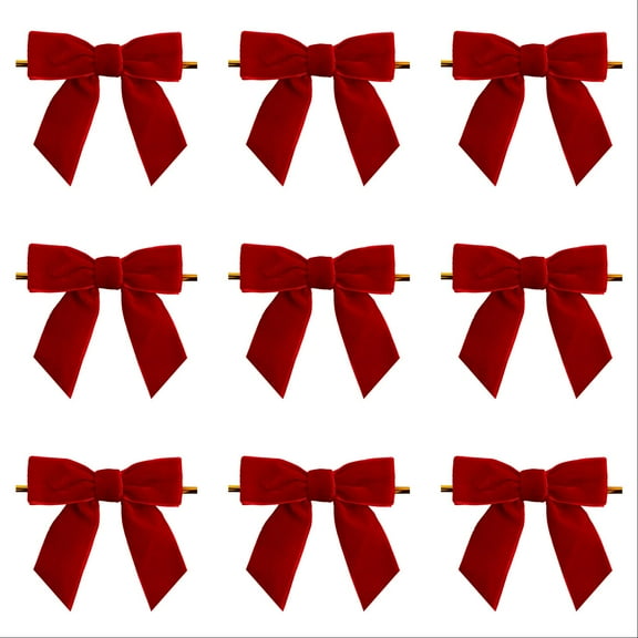 12 Pcs Christmas Velvet Bows, Vintage Velvet Ribbon Bows for Xmas Tree Gift Crafts Wrapping Garland Wreath Bag Decor 3.14 x 3.14 Inch