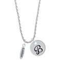 thumbnail image 1 of Delight Jewelry Silvertone Satisfied Oval Silvertone Script Initial Disc - B - Charm Necklace, 20"+3", 1 of 4