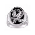thumbnail image 1 of RYLOS Men's Rings Sterling Silver Ring Designer Patriotic Eagle USA Ring With Diamonds and Black Onyx Rings For Men Size 9, 1 of 6