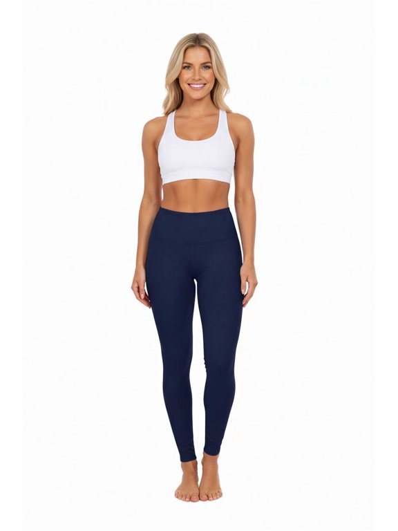 High-Waisted Space Indigo Yoga Leggings Women's Seamless Poly-Span Stretchy Navy Fitness Pants