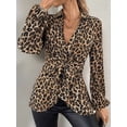 thumbnail image 4 of Blusa con Estampado de Leopardo para Mujer, Larga, Cuello en V, Lazo Frontal, Solapa, Blusa Estampado de Leopardo L, 4 of 9