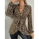 thumbnail image 4 of Blusa con Estampado de Leopardo para Mujer, Larga, Cuello en V, Lazo Frontal, Solapa, Blusa Estampado de Leopardo L, 4 of 9