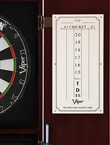 Viper Metropolitan Solid Wood Cabinet & Sisal/Bristle Dartboard Ready-to-Play Bundle: Premium Set (Razorback Dartboard and Darts), Mahogany Finish