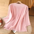 thumbnail image 3 of Lpmadey Boho Tops for Women Retro 3/4 Sleeve Embroidered Flowy Lightweight Cotton Linen Top Peasant Blouse, 3 of 7