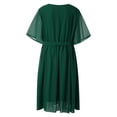 thumbnail image 4 of Robe Décontractée Grande Taille pour Femmes Col Rond Manches Mi-Longues Longueur Genou Robe de Soirée, 4 of 6
