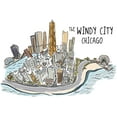 thumbnail image 3 of The Windy City, Chicago, Illinois, Cityscape, Line Drawing (100% Cotton Canvas Reusable Tote Bag), 3 of 3