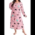 thumbnail image 3 of Camisón de Larga para Mujer, Estampado, Camiseta, Vestido de Dormir Rosa XXXL, 3 of 8
