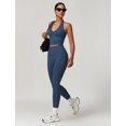 thumbnail image 6 of IDOPIP 2 Piece Workout Sets for Women Seamless Halter V-Neck Tank Top Scrunch Butt Lifting High Waist Leggings Gym Sets Active Wear Sports Outfit M Blue, 6 of 7