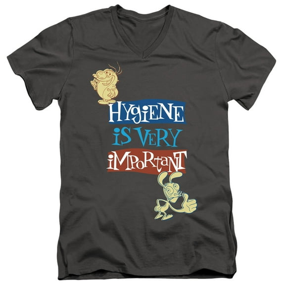 Ren And Stimpy Hygiene Is Very Important Unisex Adult V-Neck T Shirt