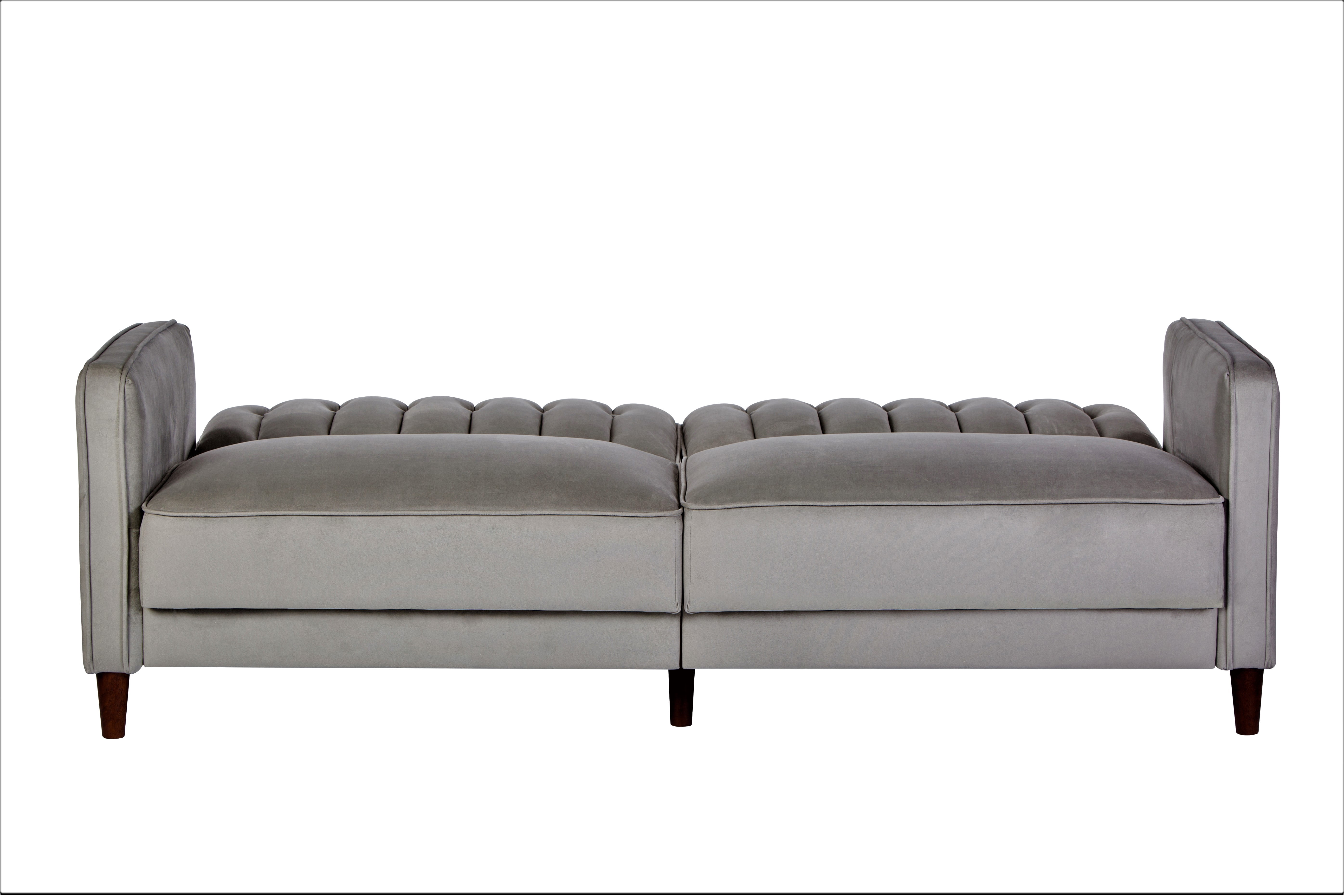 Uspridefurniture Cornell 81'' Velvet Square Arm Sleeper, Gray