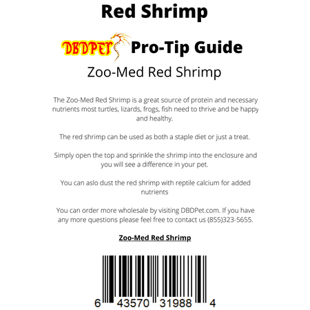 Large Sun-Dried Red Shrimp - Turtle Food - Includes attached DBDPet Pro-Tip Guide