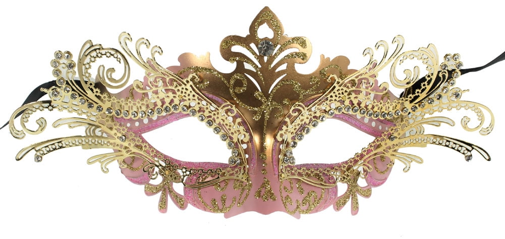 3D Laser Cut Mardi Gras Venetian Masquerade Mask for Women M7100 Gold Blue