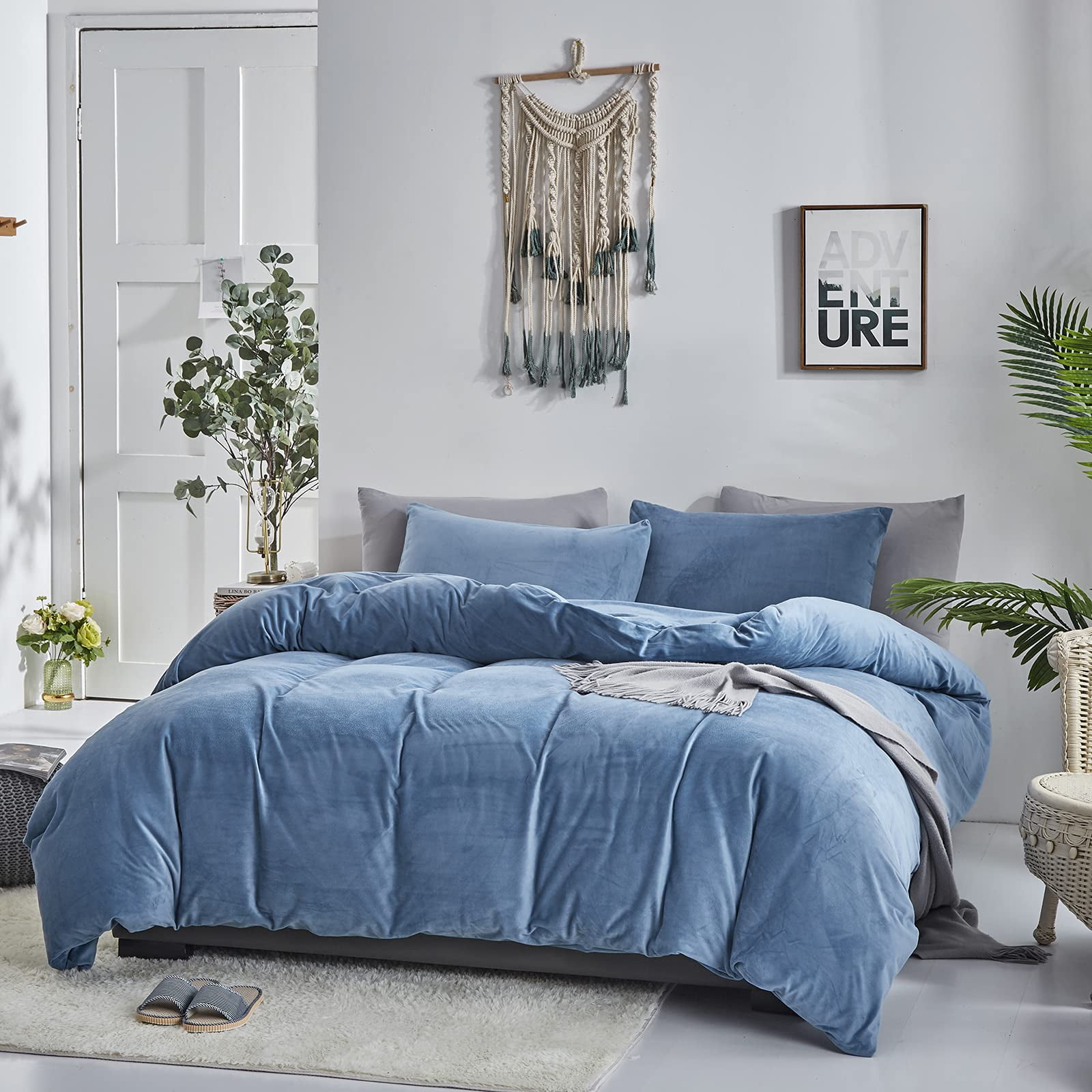 Blue Velvet Comforter Set Full Lake Blue Flannel Bedding Comforter Set