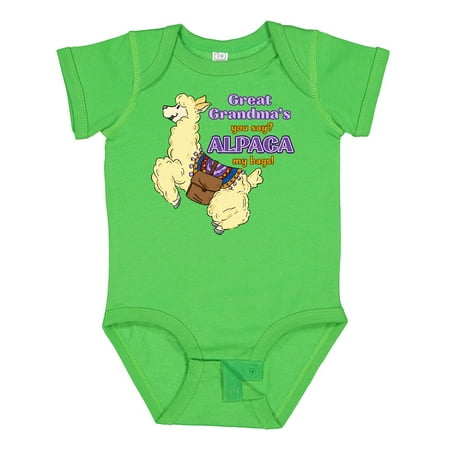 

Inktastic Cute Jumping Alpaca-Great Grandma s You Say ALPACA My Bags! Gift Baby Boy or Baby Girl Bodysuit