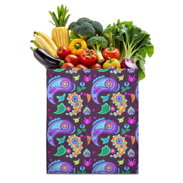 Boho Chic Paisley Design Foldable Tote Bag - Durable Spacious Reusable Grocery Bag for Everyday Use