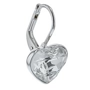 Swarovski Women's Silver Heart Crystal Leverback Drop Earrings