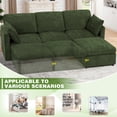 thumbnail image 6 of ACMEASE 84” Chenille 3 Seats Sofa W/Movable Ottoman, Modern Fabric L-Shaped Couch with Soft Backrest, Upholstered Sectional Sofa with Armrest Pillows for Living Room, Office, Green, 6 of 7