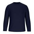 thumbnail image 2 of Stamzod Mens Sweater Solid Color Crewneck Long Sleeve Pullover Sweaters Casual Oversized Warm Sweater for Men Dark Blue XL, 2 of 9