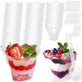 thumbnail image 1 of OUSITAID 50 Pcs Dessert Cups with 50 Spoons Clear 3.38oz Plastic Cheesecake Parfait Pots Reusable Parfait Appetizer Cup Transparent Dessert Cup Bowl for Pudding Mousse Snacks, 1 of 9