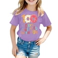 thumbnail image 3 of XAOFW Girl's T-Shirts 100 Days Of School Print Short Sleeve Crewneck T Shirt Back To School Season Loose Fit Tee Shirt Holiday Vacation Soft Breathable Top, 3 of 3