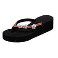 thumbnail image 2 of Mujer Rhinestone Tacón Inclinado Punta Abierta Zapatillas con Nudo De Lazo Zapatos con Clip Sandalias Cómodas Sandalias De Playa Cómodas Casuales Zapatos Flip Flop, 2 of 5