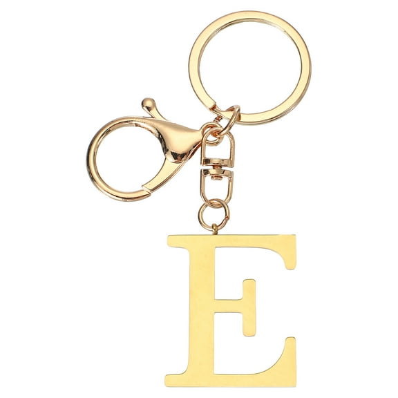Uxcell Initial Letter Key Chain, Letter A-Z Keychain Initials Keyring Alphabet Keyrings for Keys, Golden (E)