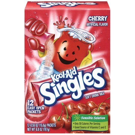 Singles Circle Singles - (12 Pack) Kool-Aid Singles Sugar-Sweetened Cherry Powdered Soft Drink, 12 - 0.55 oz Packets
