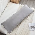 thumbnail image 4 of Move Over Light Grey Body Pillow Cover 20x54 inches Boho Chic Pom Poms Fringe Pattern Body Pillowcase 100% Washed Microfiber, 4 of 8